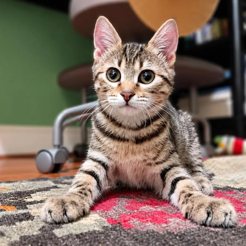 A baby small-sized female Gray / Blue / Silver Domestic Short Hair cat named Rasha for adoption in Silver Spring, MD