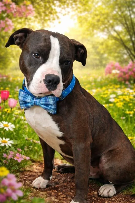 A young medium-sized male Brindle Terrier dog named Chop for adoption in West Milton, OH