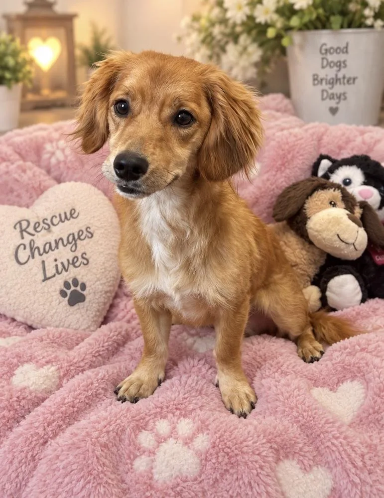 An adult medium-sized female Red / Chestnut / Orange Dachshund dog named Maybell for adoption in Cedartown, GA