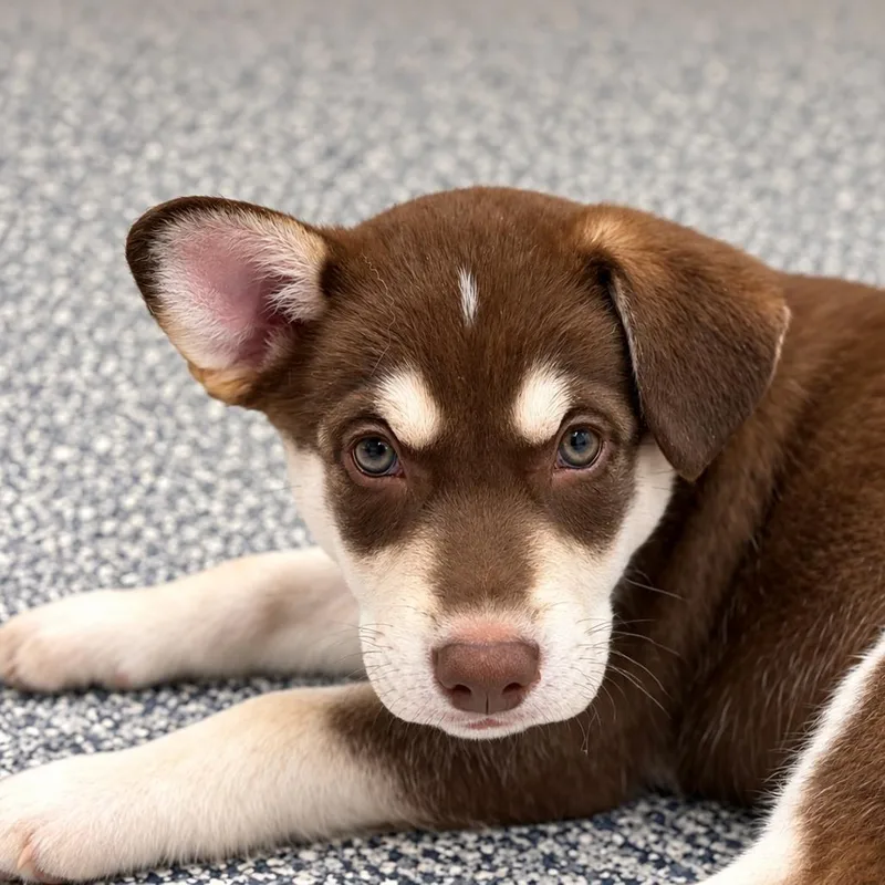A baby medium-sized male Husky dog named Pittsburgh for adoption in Crystal, MN