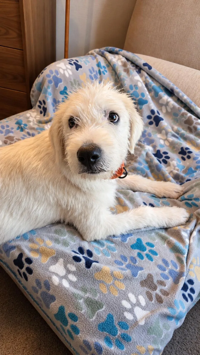 A young medium-sized male White / Cream Terrier dog named Casper for adoption in Houston, TX