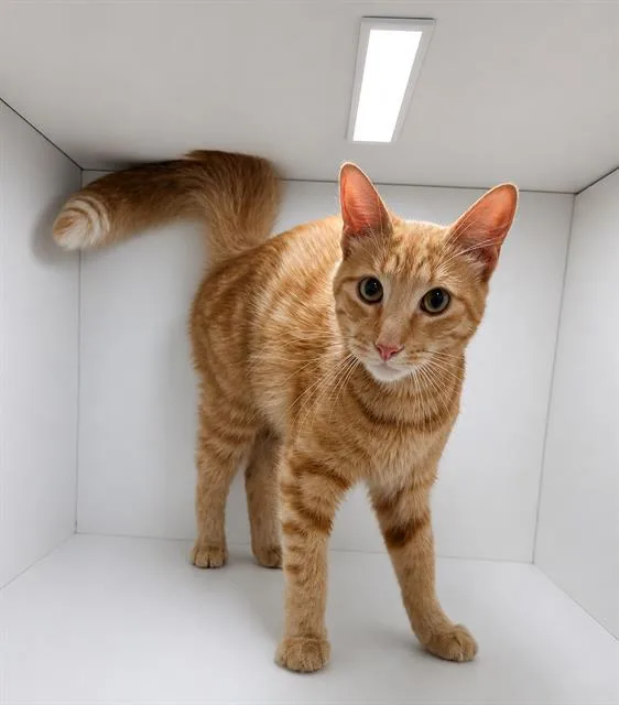 A young medium-sized male Domestic Short Hair cat named Marmalade for adoption in Winter Haven, FL