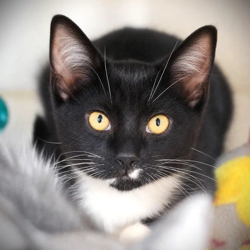A baby small-sized male Black & White / Tuxedo Domestic Short Hair cat named Tai for adoption in Amsterdam, NY