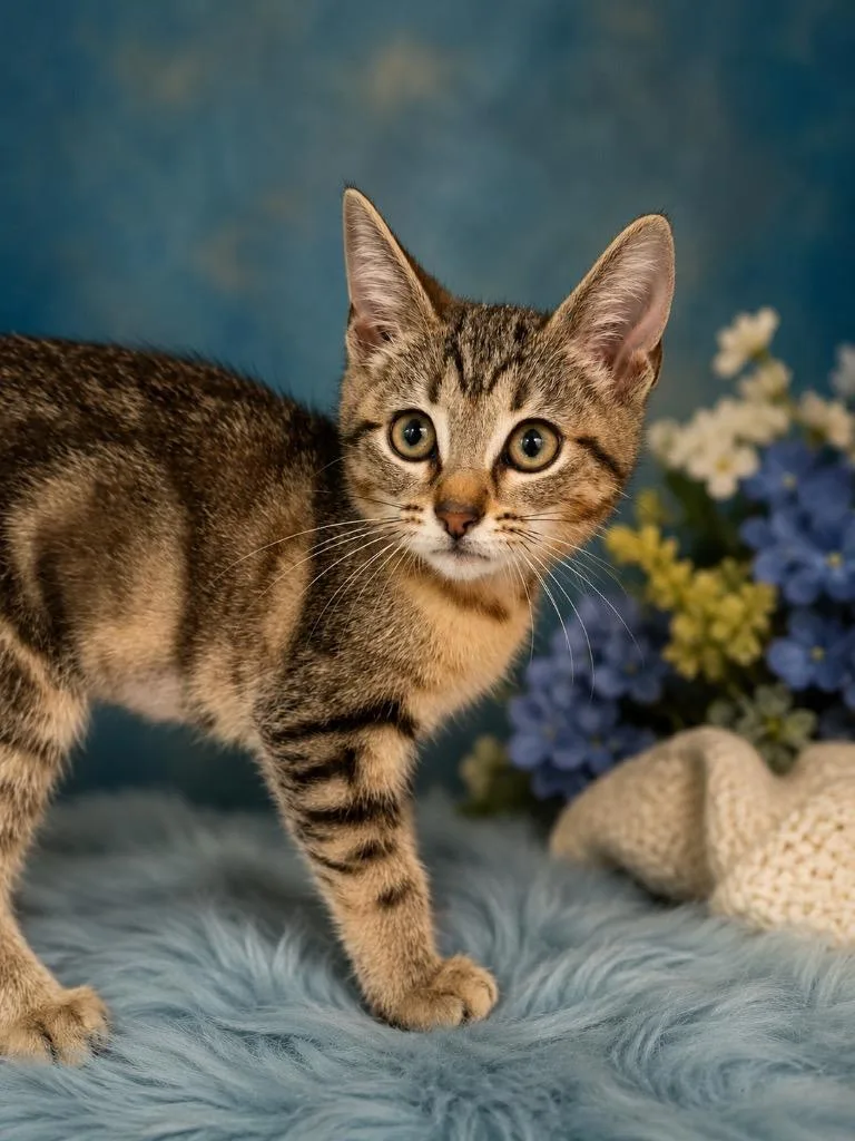 A baby small-sized female Domestic Short Hair cat named Yellow for adoption in Detroit, MI
