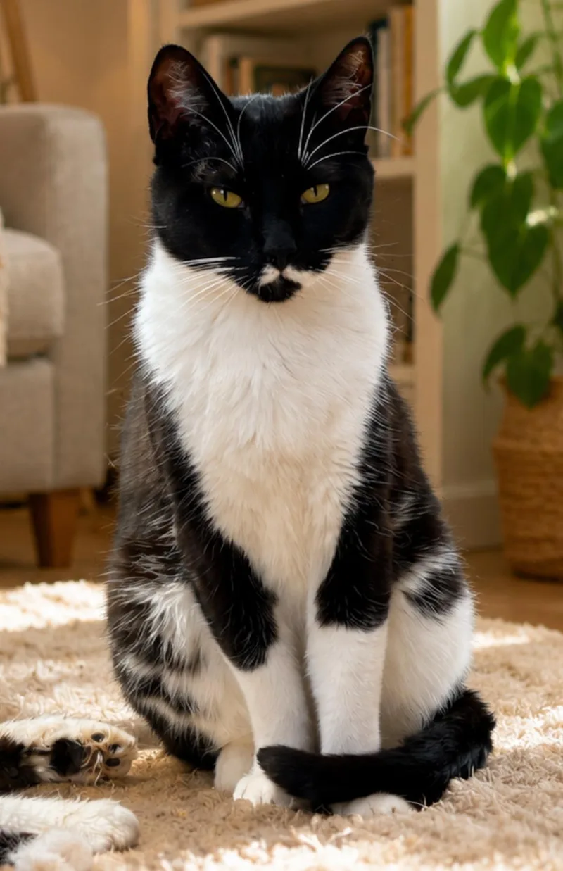 An adult medium-sized male Black & White / Tuxedo Domestic Short Hair cat named Pierre for adoption in San Diego, CA