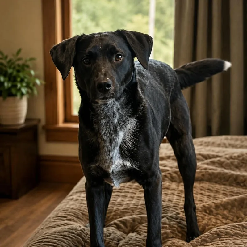 A young medium-sized male Black Mixed Breed dog named Atlas Locate In for adoption in Berwick, ME