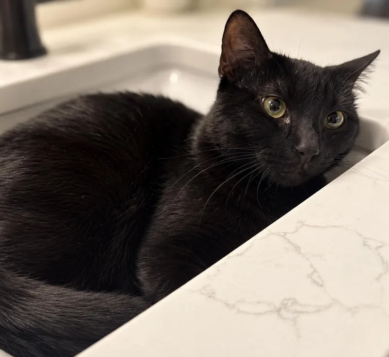 A young medium-sized male Black Domestic Short Hair cat named Ben Platt for adoption in Chandler, AZ