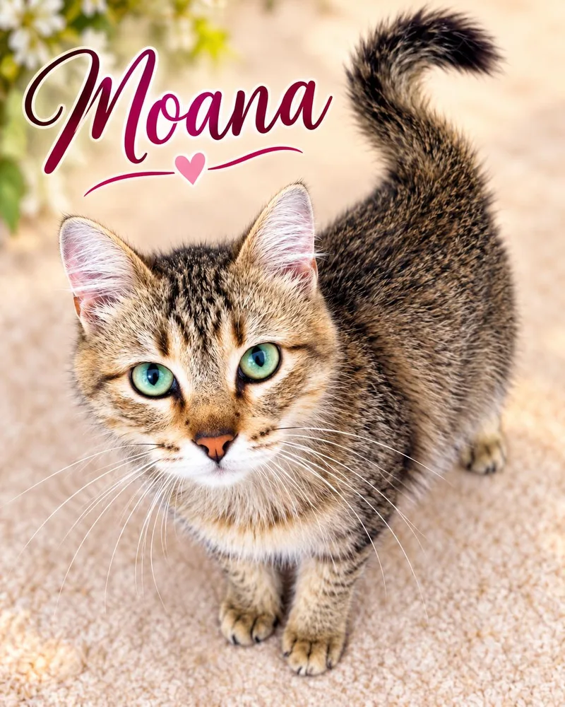 An adult medium-sized female Tabby (Brown / Chocolate) Domestic Short Hair cat named Moana for adoption in Fort Worth, TX
