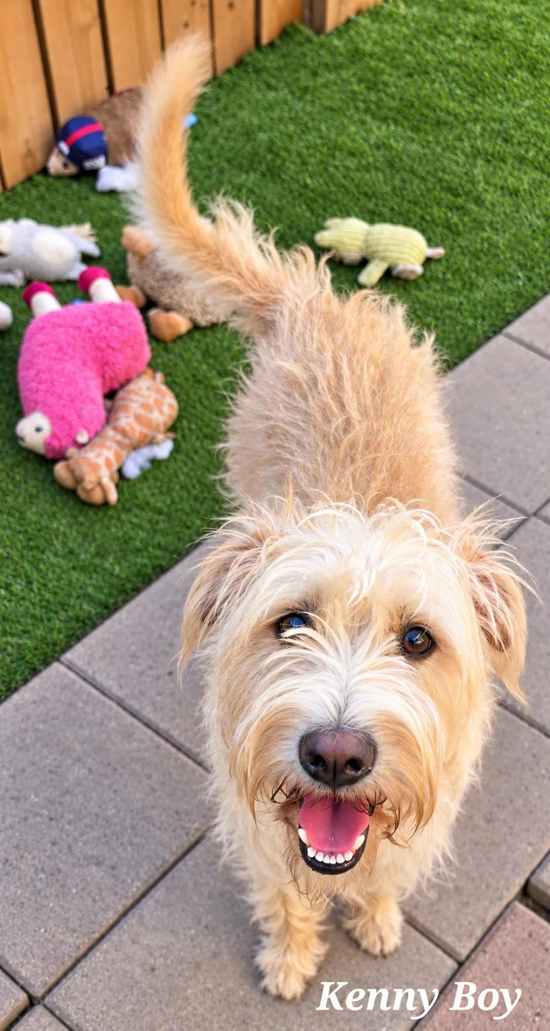 A young medium-sized male Apricot / Beige Wheaten Terrier dog named Kenny Boy for adoption in Edinburg, TX