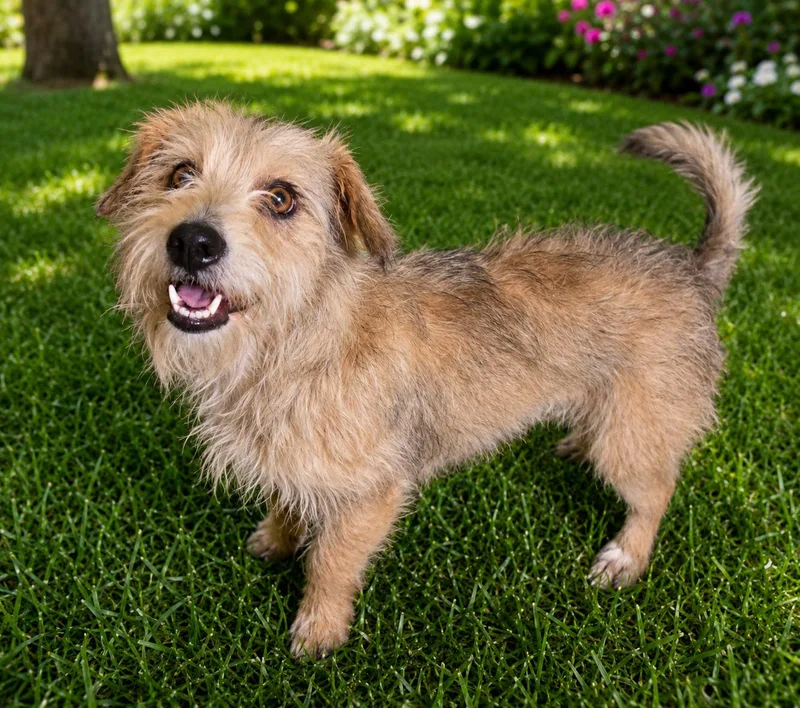 A young small-sized male Brindle Miniature Schnauzer dog named Russell for adoption in Edinburg, TX