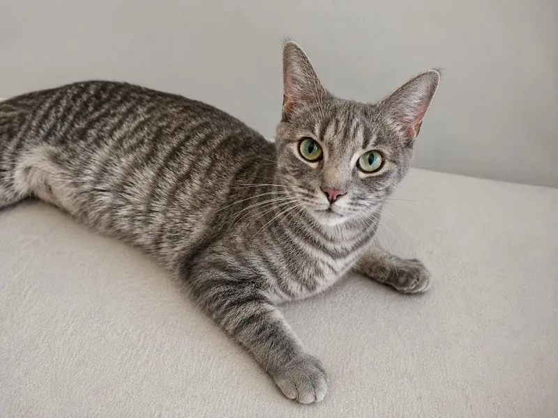 An adult medium-sized female Tabby (Gray / Blue / Silver) Domestic Short Hair cat named Peanut for adoption in Greensboro, NC