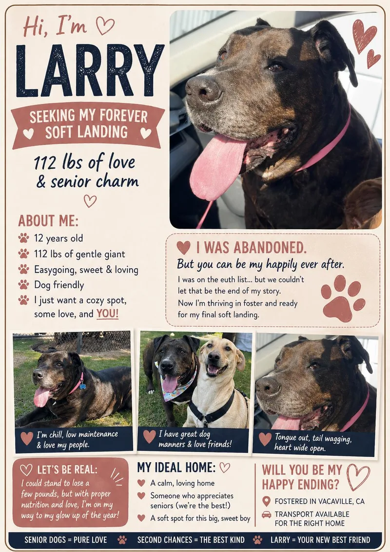 A senior extra large-sized male Pit Bull Terrier dog named Larry for adoption in Sparks, NV