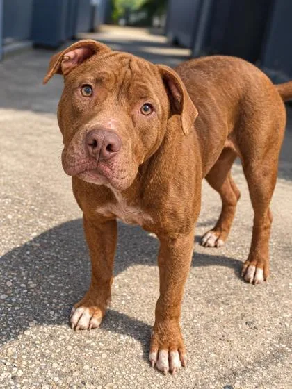 An adult medium-sized female Pit Bull Terrier dog named Zephyra for adoption in New Orleans, LA