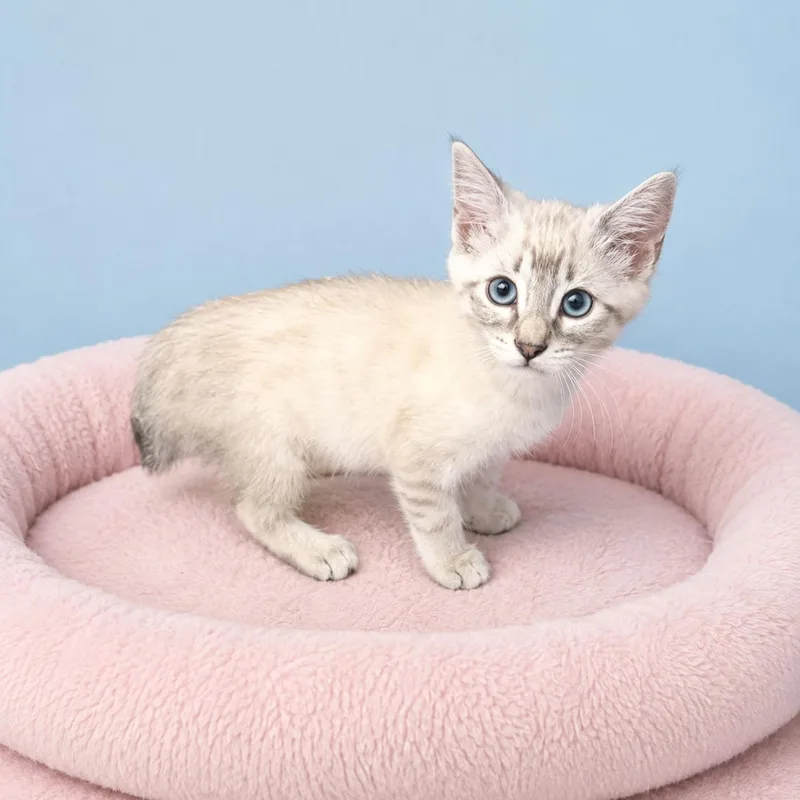 A baby medium-sized female Lilac Point Siamese cat named Dinah for adoption in Long Beach, WA