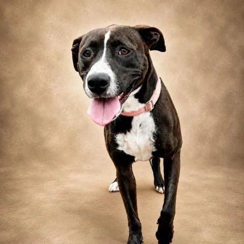 An adult medium-sized female Black Pit Bull Terrier dog named Tamera for adoption in Galveston, TX