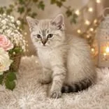 A baby medium-sized female Cream / Ivory Domestic Short Hair cat named Octavia for adoption in Portsmouth, OH