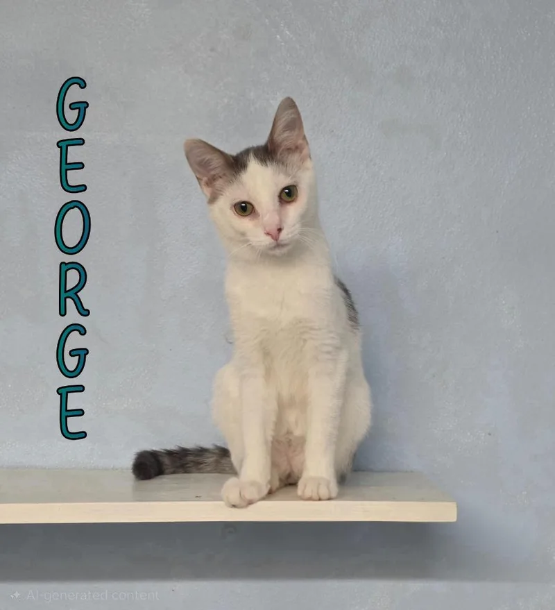 A baby small-sized male Domestic Short Hair cat named George for adoption in Port Clinton, OH