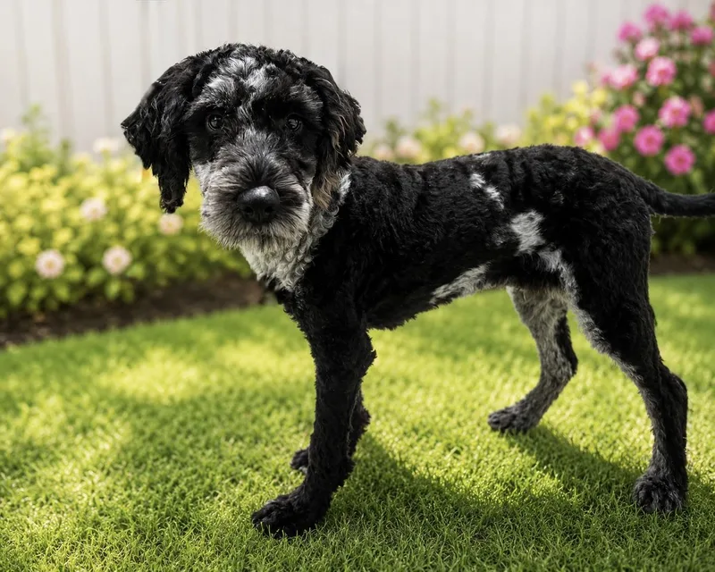 A baby medium-sized male Merle (Blue) Aussiedoodle dog named Forest for adoption in Ashland, KY