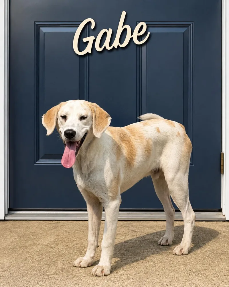 A young medium-sized male White / Cream Labrador Retriever dog named Gabe for adoption in Momence, IL