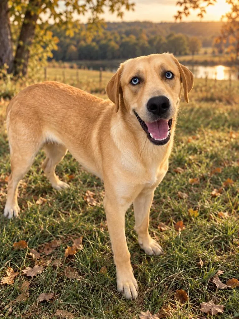 A young medium-sized male Yellow Labrador Retriever dog named Charlee for adoption in Cobden, IL
