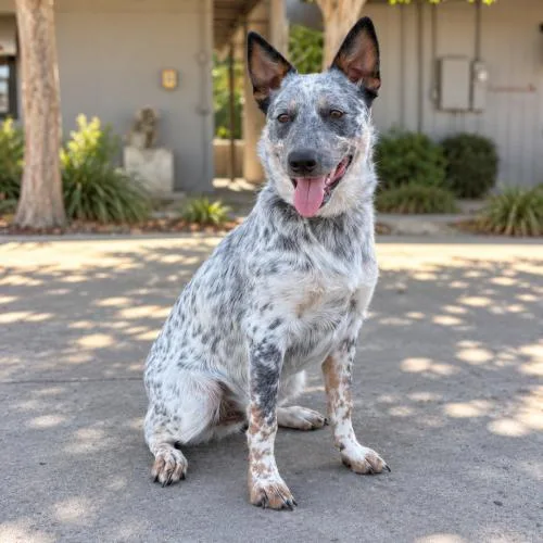 A baby medium-sized male Merle (Blue) Australian Cattle Dog / Blue Heeler named Sterling for adoption in Lathrop, CA