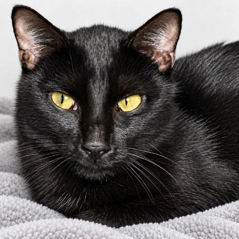 A young medium-sized female Black Domestic Short Hair cat named Cleo for adoption in Austin, TX