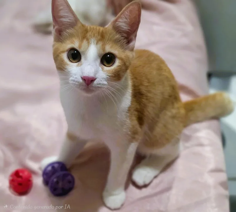 A baby small-sized female American Bobtail cat named Ginger for adoption in San Juan, PR