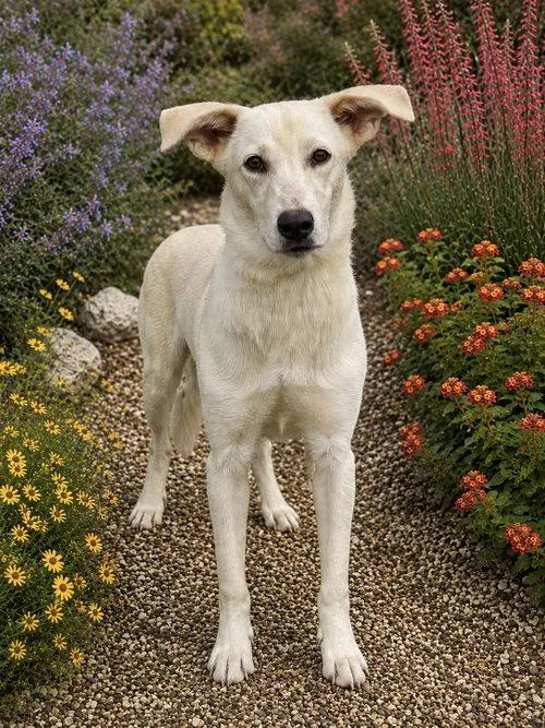 A young medium-sized male White / Cream Labrador Retriever dog named Hoagie for adoption in Boerne, TX