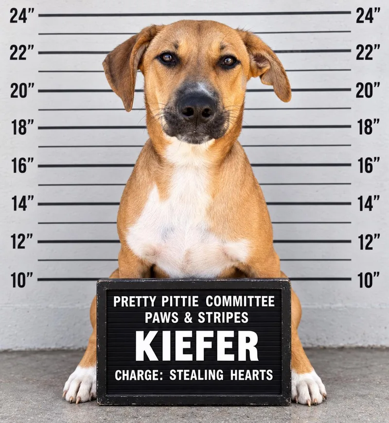 A young medium-sized male Golden Shepherd dog named Kiefer for adoption in Semmes, AL