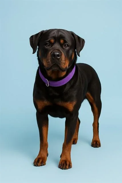 An adult large-sized female Rottweiler dog named Peppa for adoption in Westminster, MD