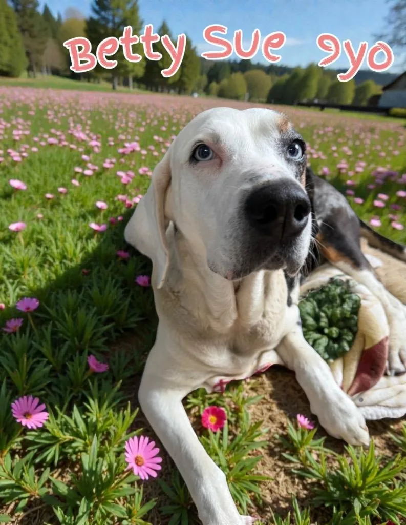 A senior medium-sized female Hound dog named Betty Sue for adoption in Camden, TN
