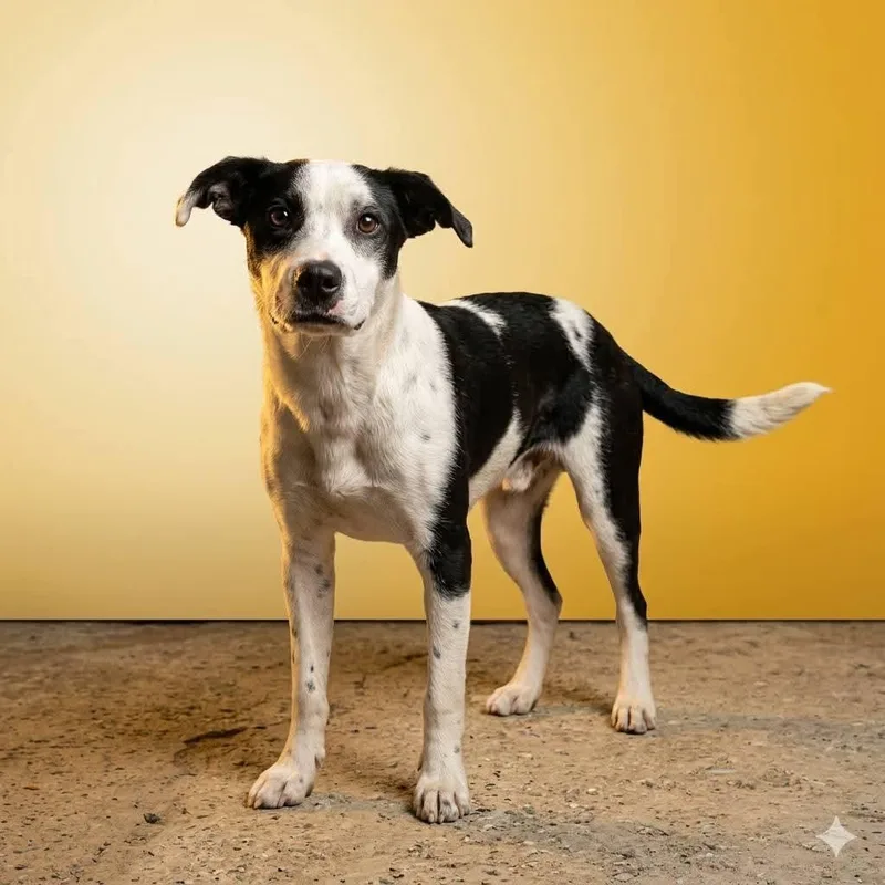 A young medium-sized male White / Cream Cattle Dog dog named Camilo for adoption in San Diego, CA
