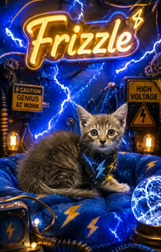 A baby small-sized male Domestic Short Hair cat named Frizzle for adoption in Washington Court House, OH