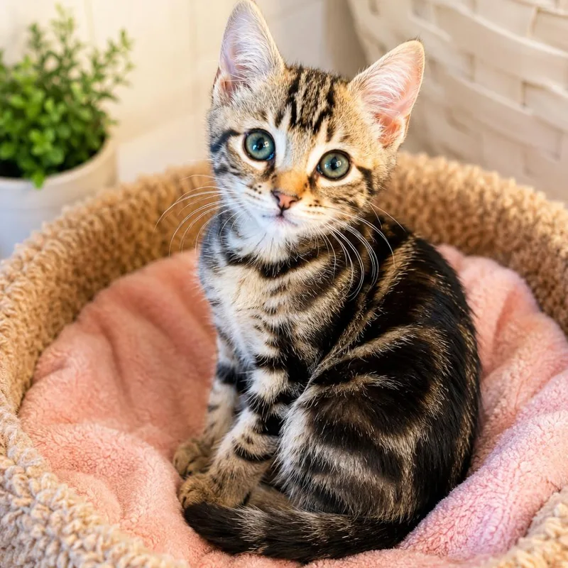 A baby small-sized male Brown / Chocolate Domestic Short Hair cat named Simon for adoption in Tustin, CA
