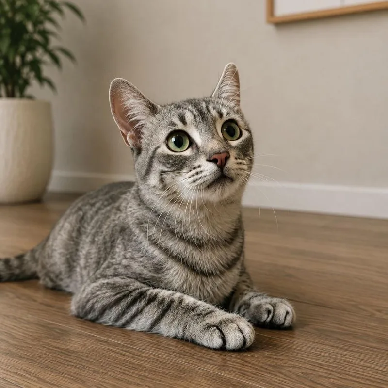 A young medium-sized female Gray / Blue / Silver Domestic Short Hair cat named Hopper for adoption in Boston, MA