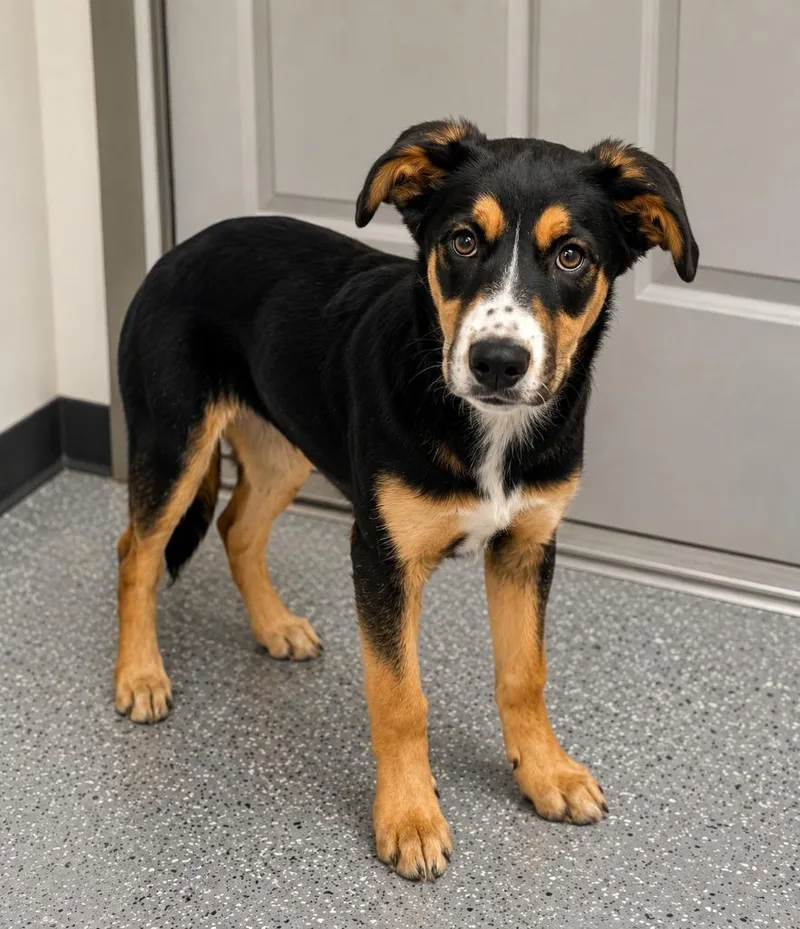 A baby medium-sized female Terrier dog named Rose for adoption in Seven Points, TX