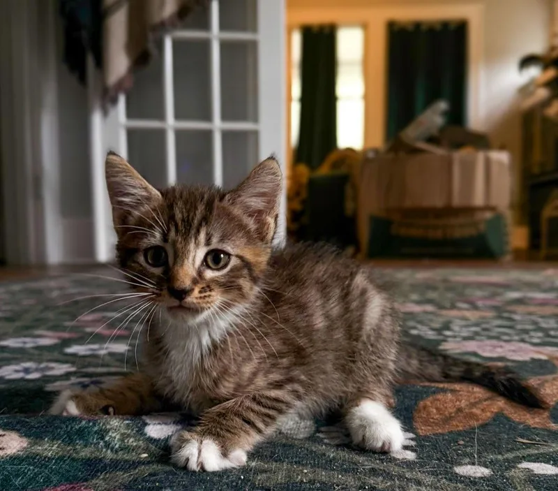 A baby small-sized male Tabby (Brown / Chocolate) Tabby cat named Golden Tempo for adoption in Columbia, SC