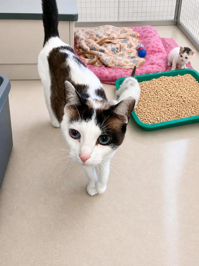 An adult medium-sized female Buff / Tan / Fawn Domestic Short Hair cat named Eco for adoption in Elberton, GA