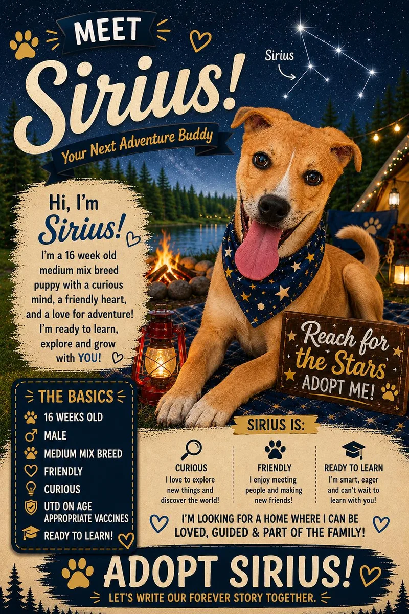 A baby small-sized male Black Mixed Breed dog named Sirius for adoption in Ashland, KY