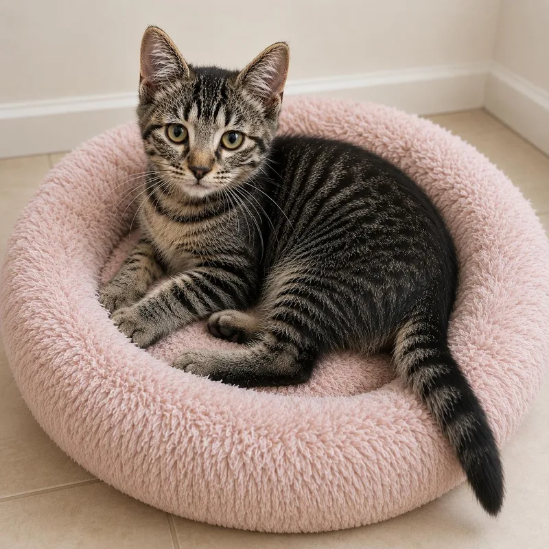A baby medium-sized female Tabby (Brown / Chocolate) Tabby cat named Elodie for adoption in Hillsboro, TX