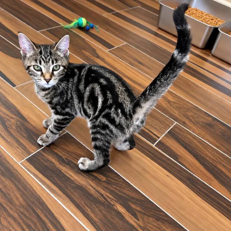 A baby small-sized female Brown / Chocolate Domestic Short Hair cat named Syrah for adoption in Port Neches, TX