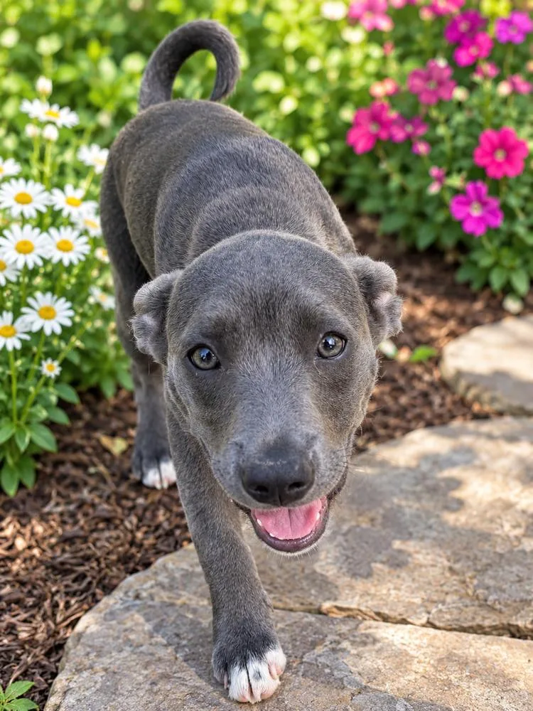 A young medium-sized female American Bulldog dog named Sky for adoption in Thompson, PA