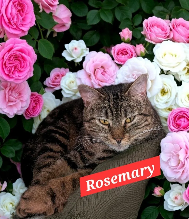 A young medium-sized female Domestic Short Hair cat named Rosemary for adoption in Jim Thorpe, PA