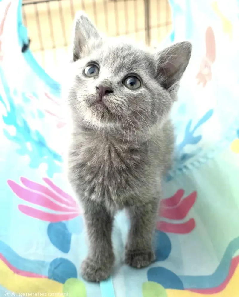 A baby medium-sized female Gray / Blue / Silver Domestic Short Hair cat named Liberty for adoption in Greensboro, NC