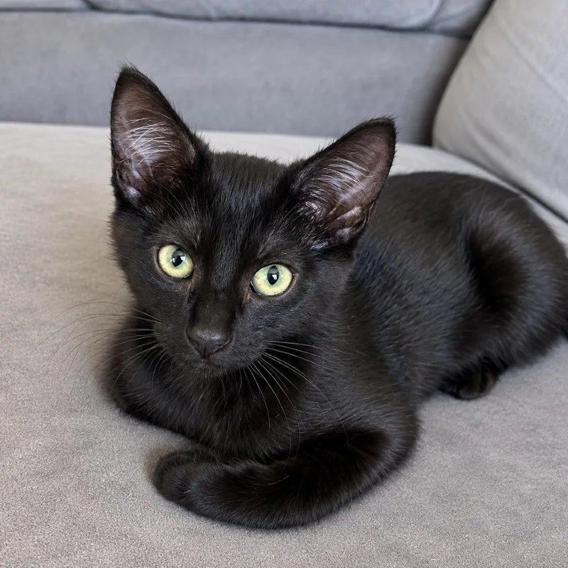 A baby small-sized female Black Domestic Short Hair cat named Misty for adoption in Pleasant Hill, CA