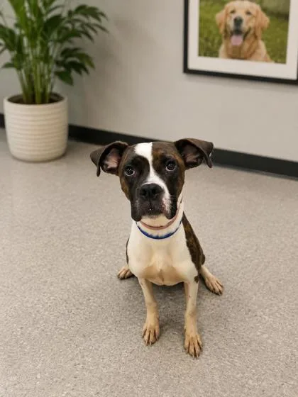 An adult medium-sized female Boxer dog named Chloe for adoption in Kinzers , PA