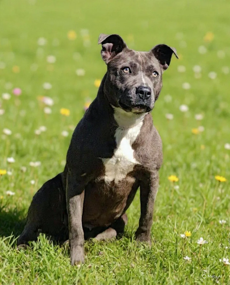 A young medium-sized female Pit Bull Terrier dog named Miracle for adoption in Talladega, AL