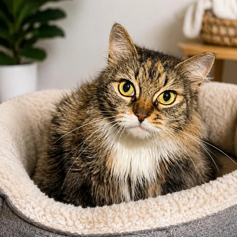 An adult small-sized female Brown / Chocolate Domestic Long Hair cat named Figgy Bread for adoption in Hopkinton, MA