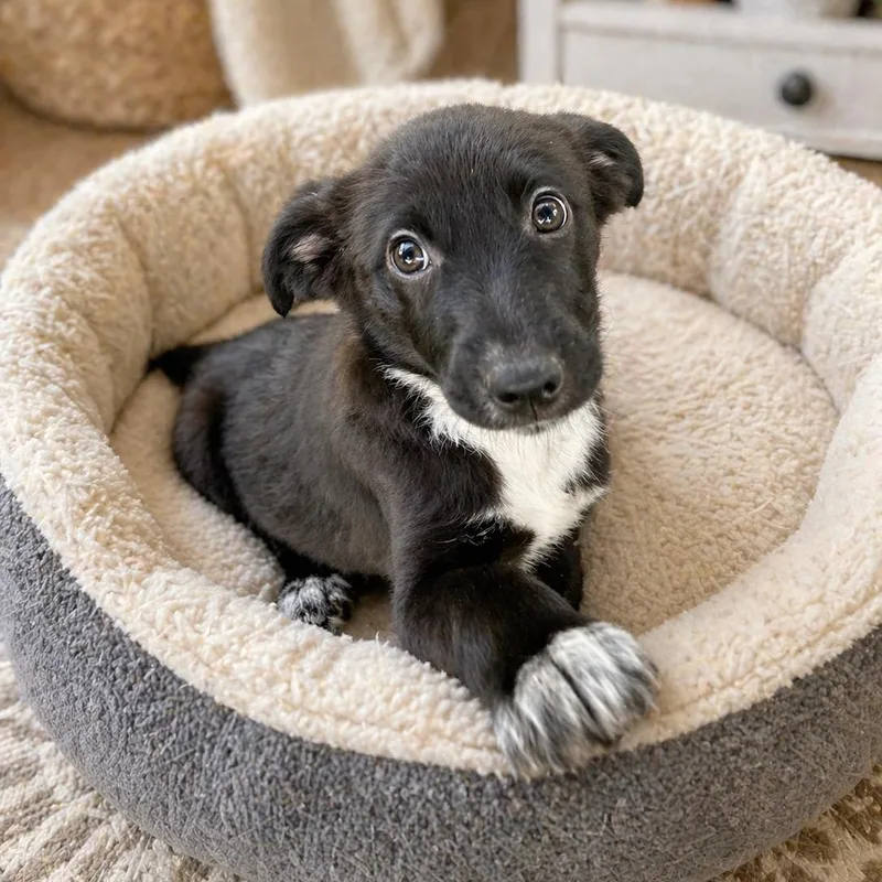 A baby medium-sized female Black Australian Shepherd dog named Brooke  Smart  for adoption in Houston, TX