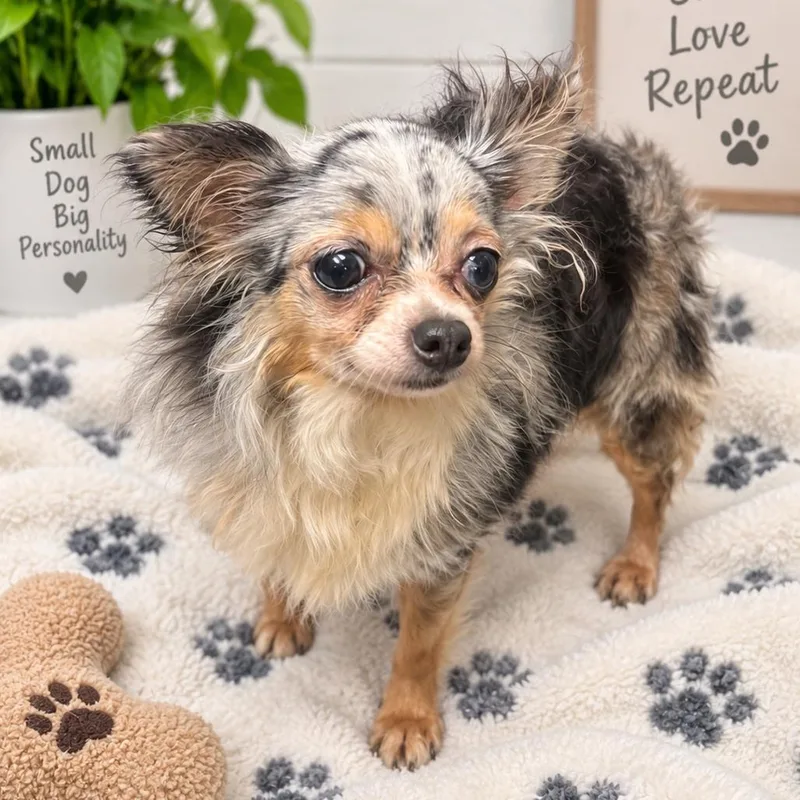 A senior small-sized female Black Chihuahua dog named Coral for adoption in Chillicothe, IL